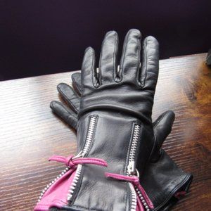 Danier Black Leather Zipper Gloves